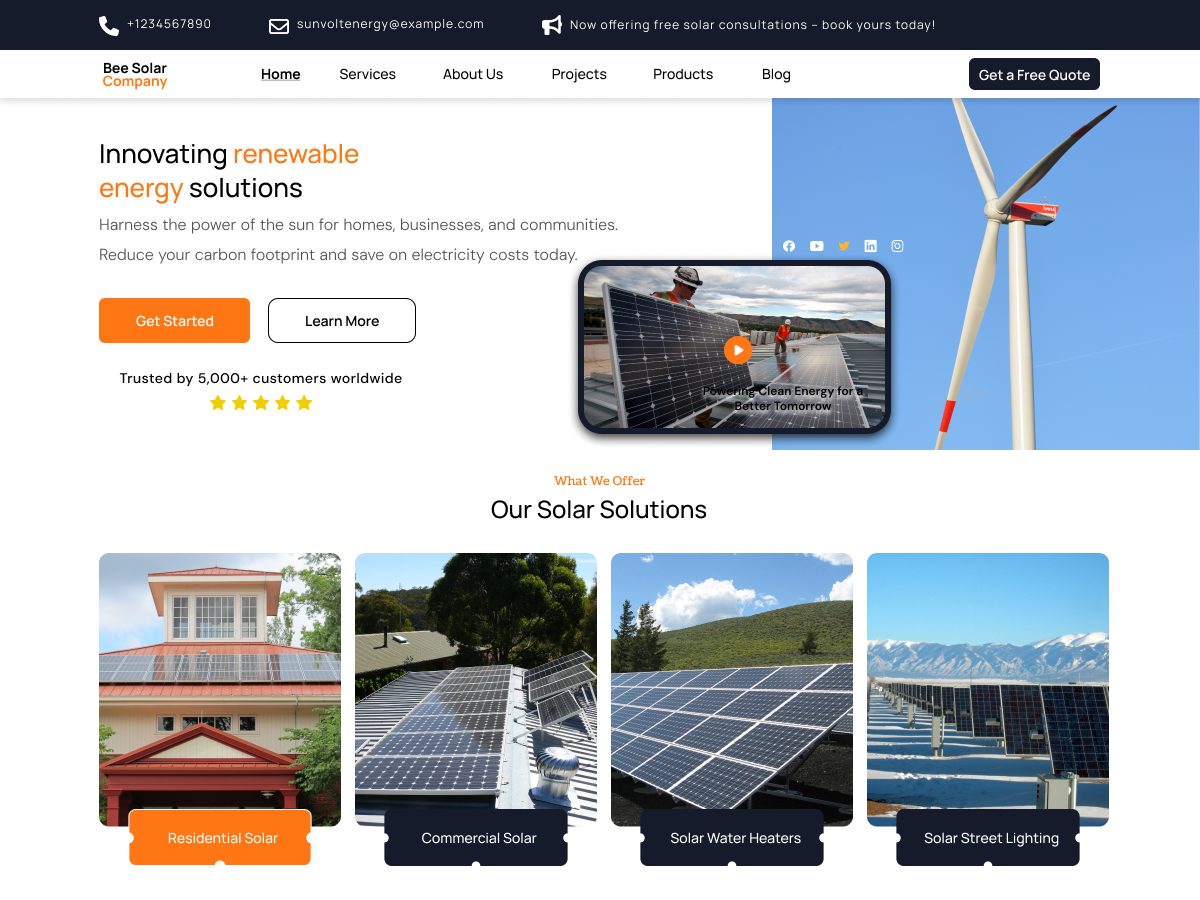 Free Solar WordPress Theme